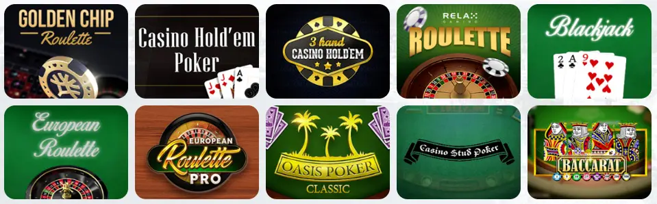 Giochi da tavolo al TABACKBET CASINO